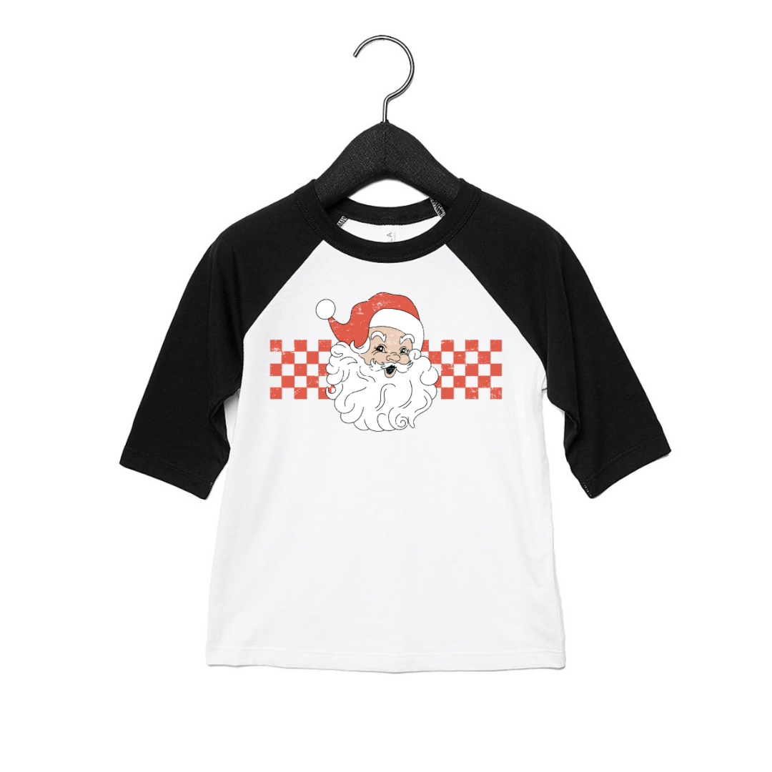 Checker Santa baseball tee graphic