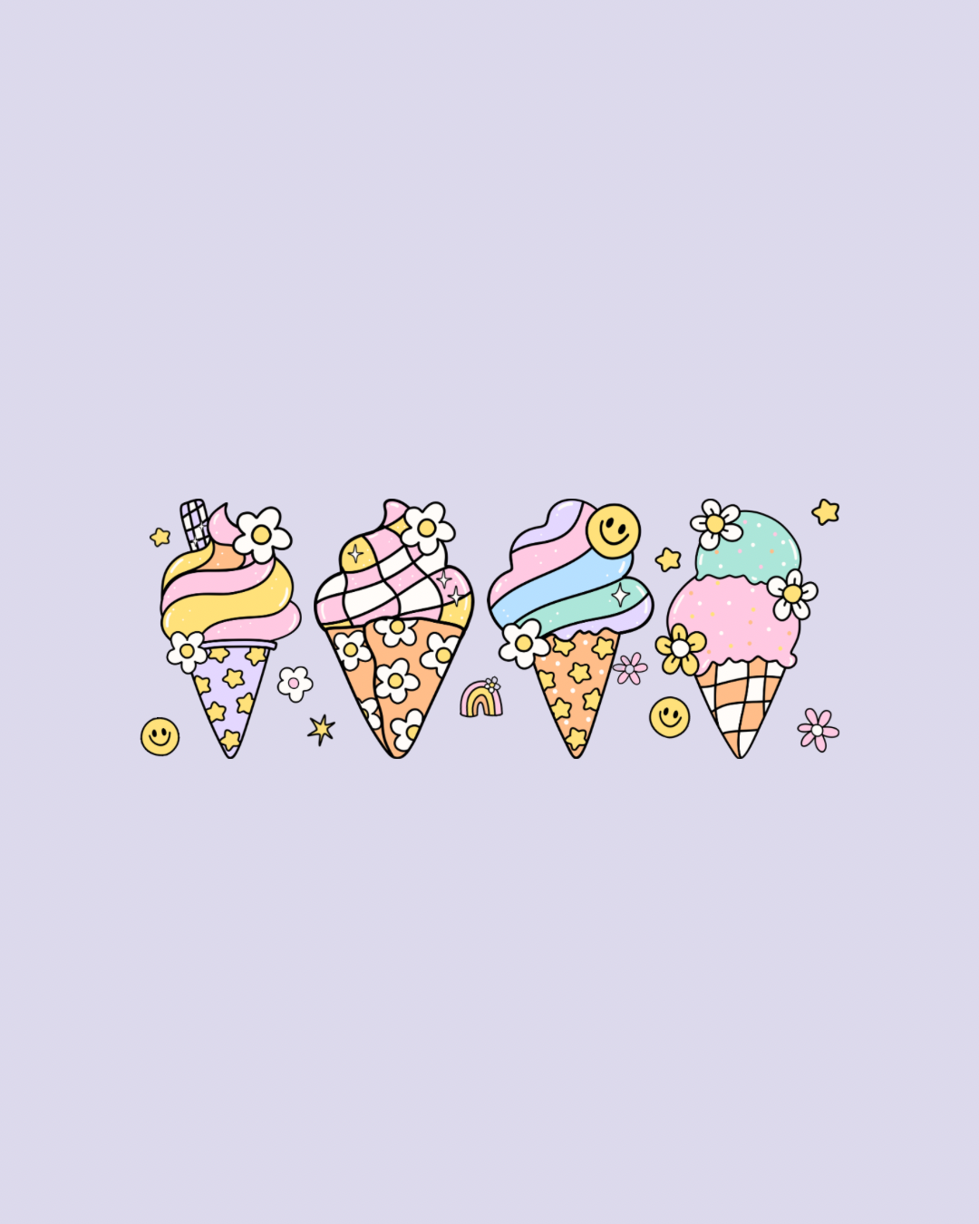 Groovy ice cream shop graphic