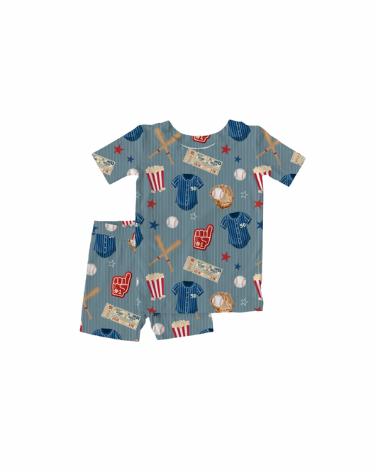 Homerun hero two piece shorty bamboo pajama set