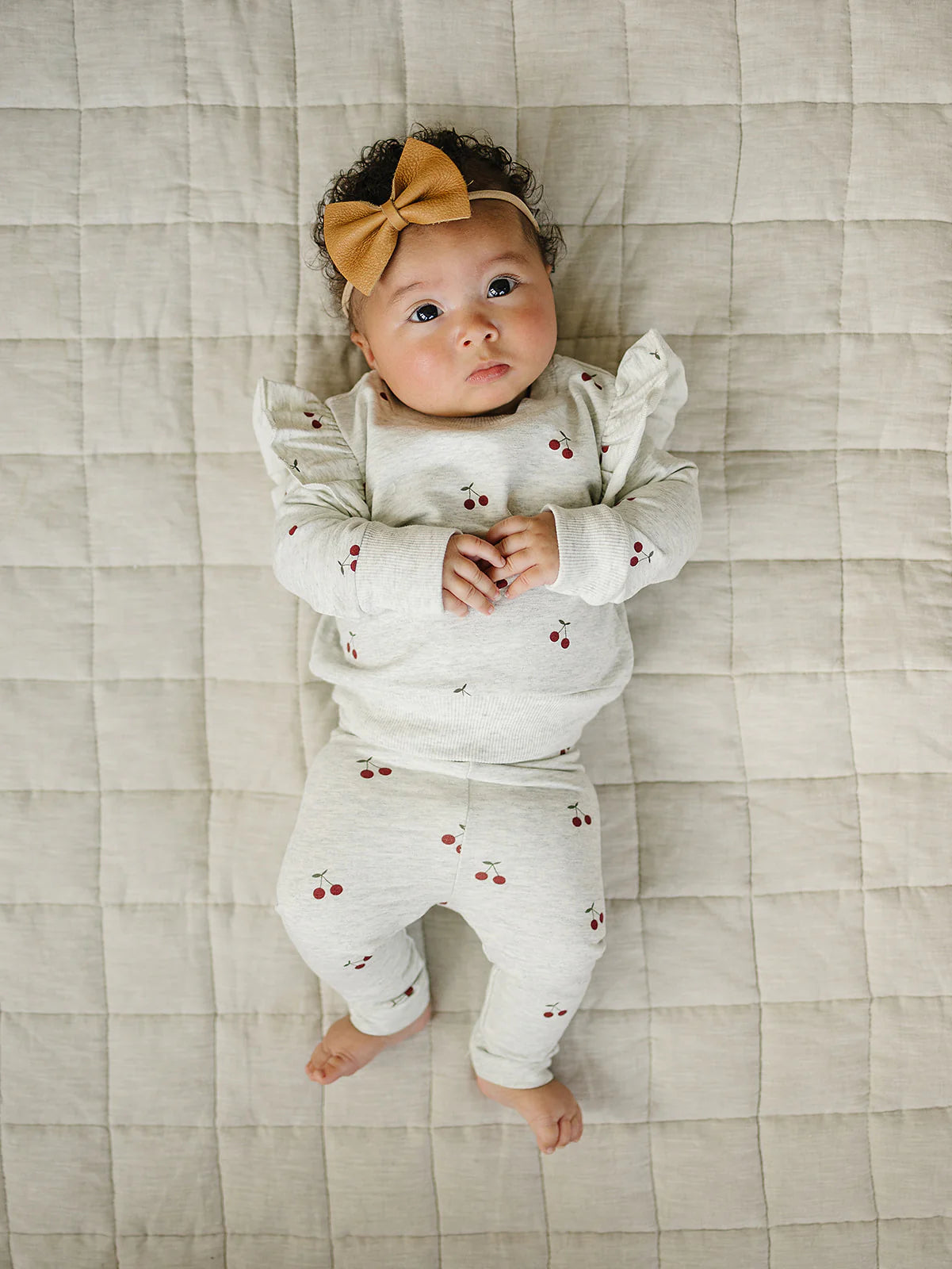 Cherry ruffle terry set