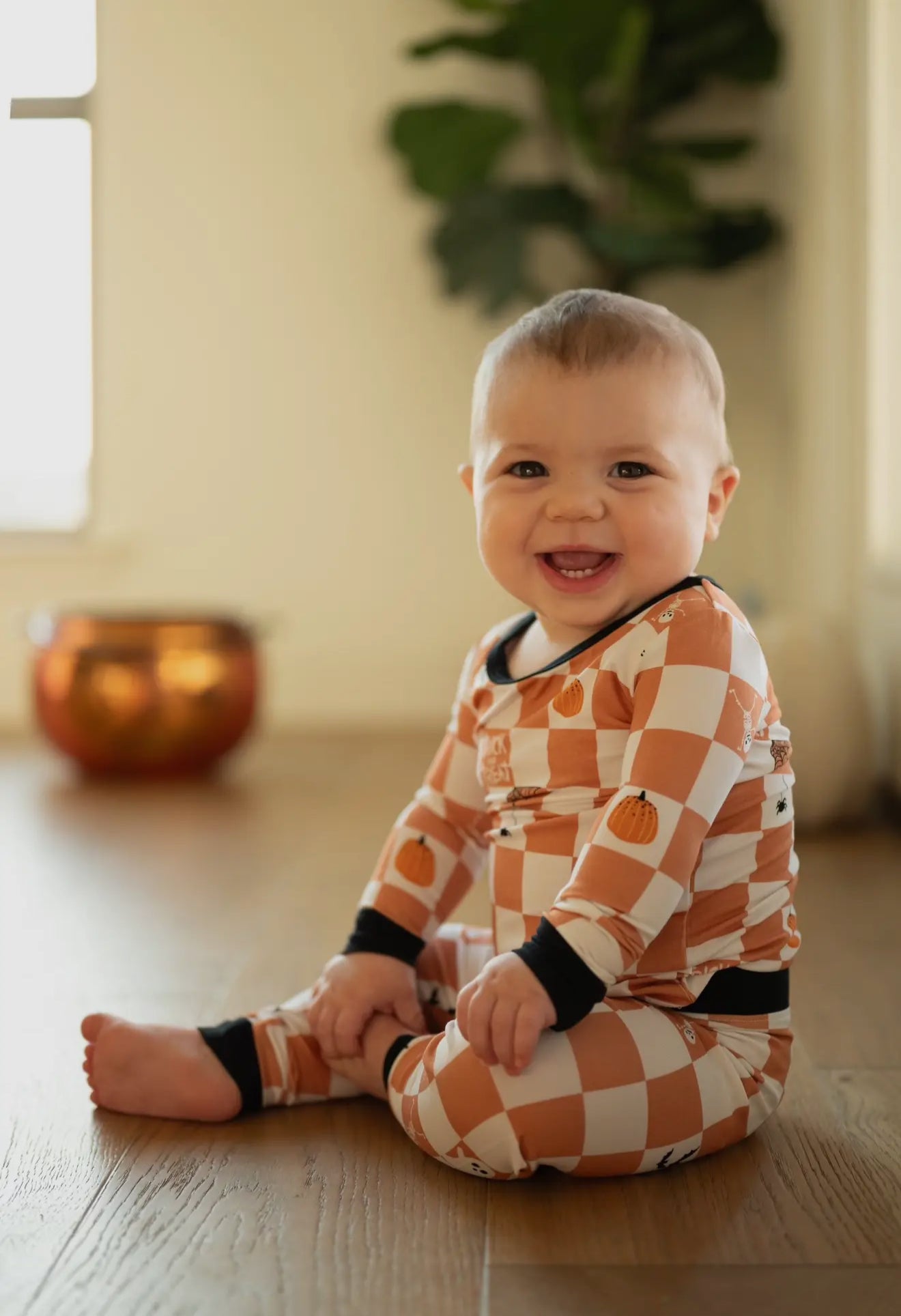 Check or treat two piece bamboo pajama