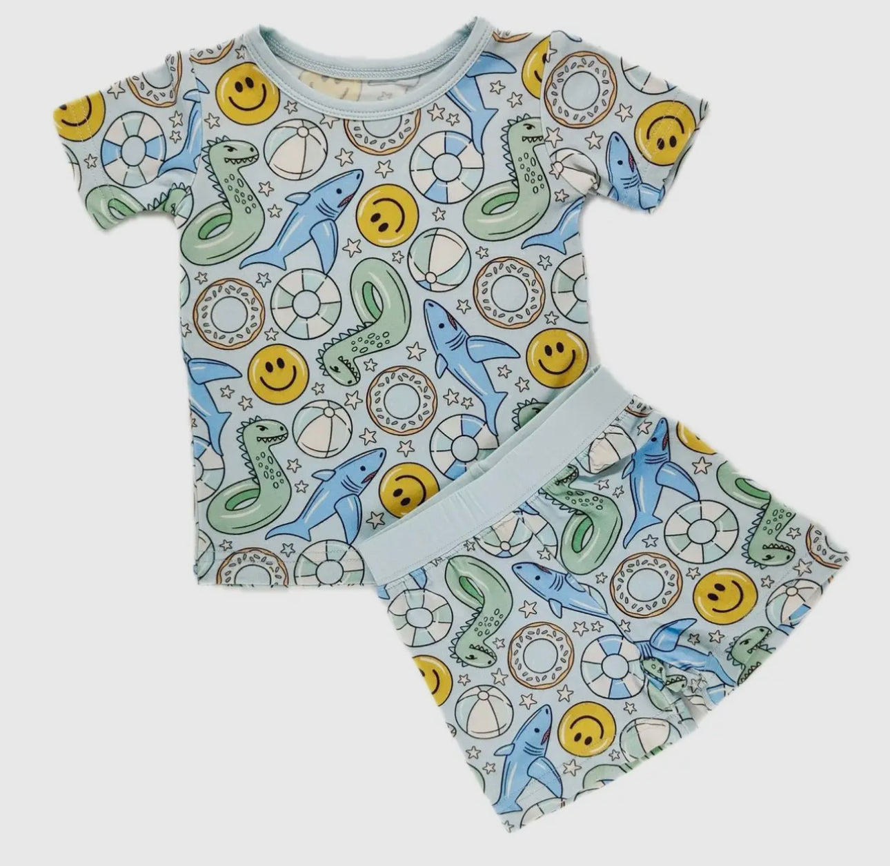 2T Pool party bamboo shorty pajama toddler set
