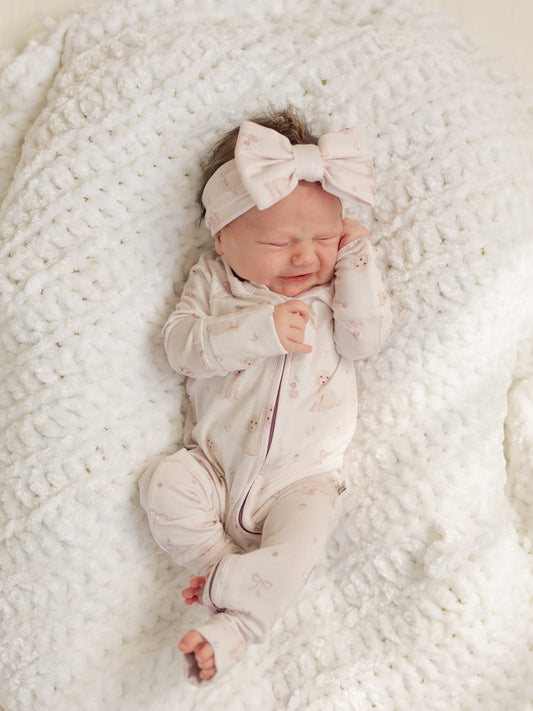 Dainty doodle bamboo romper pajama