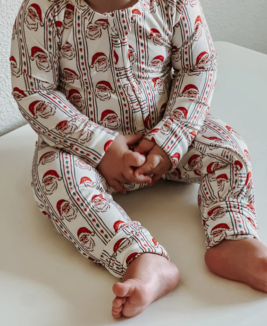 Vintage Santa romper bamboo pajama