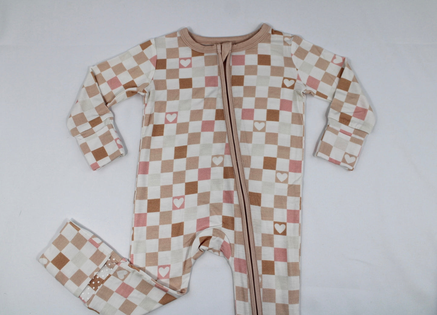Love & checks bamboo romper