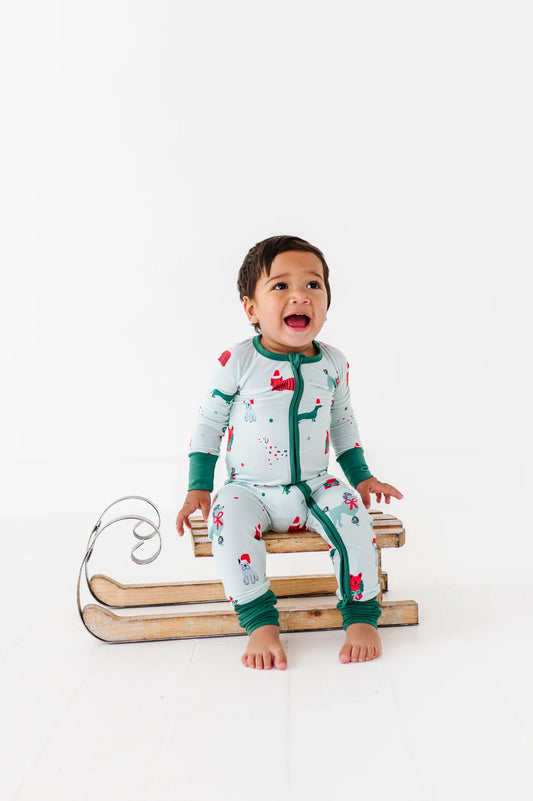 Deck the howls romper bamboo pajama