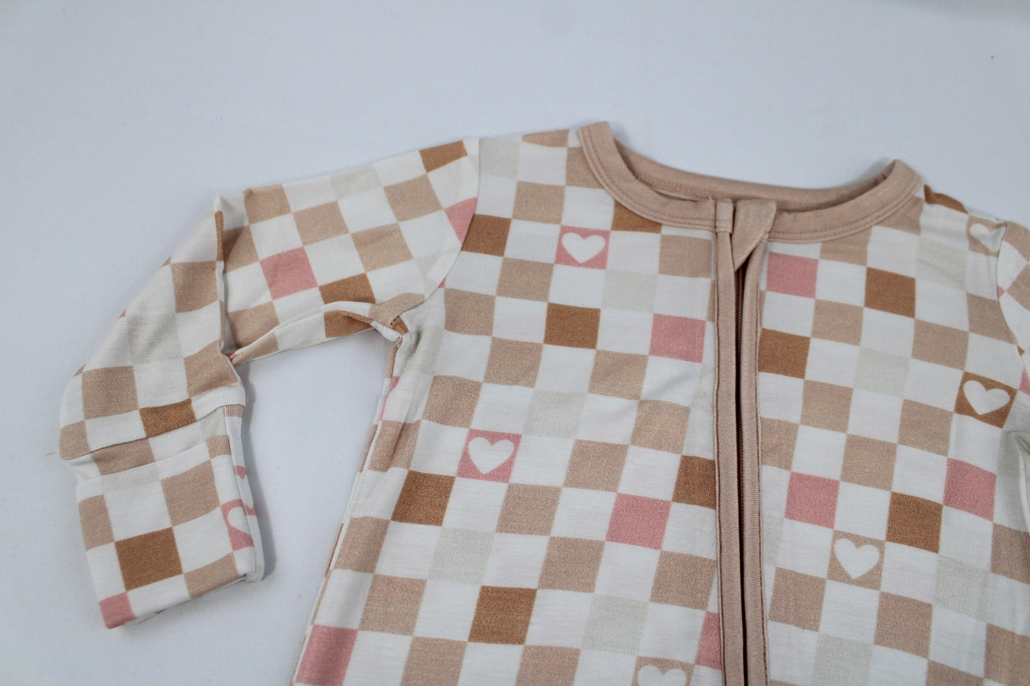 Love & checks bamboo romper