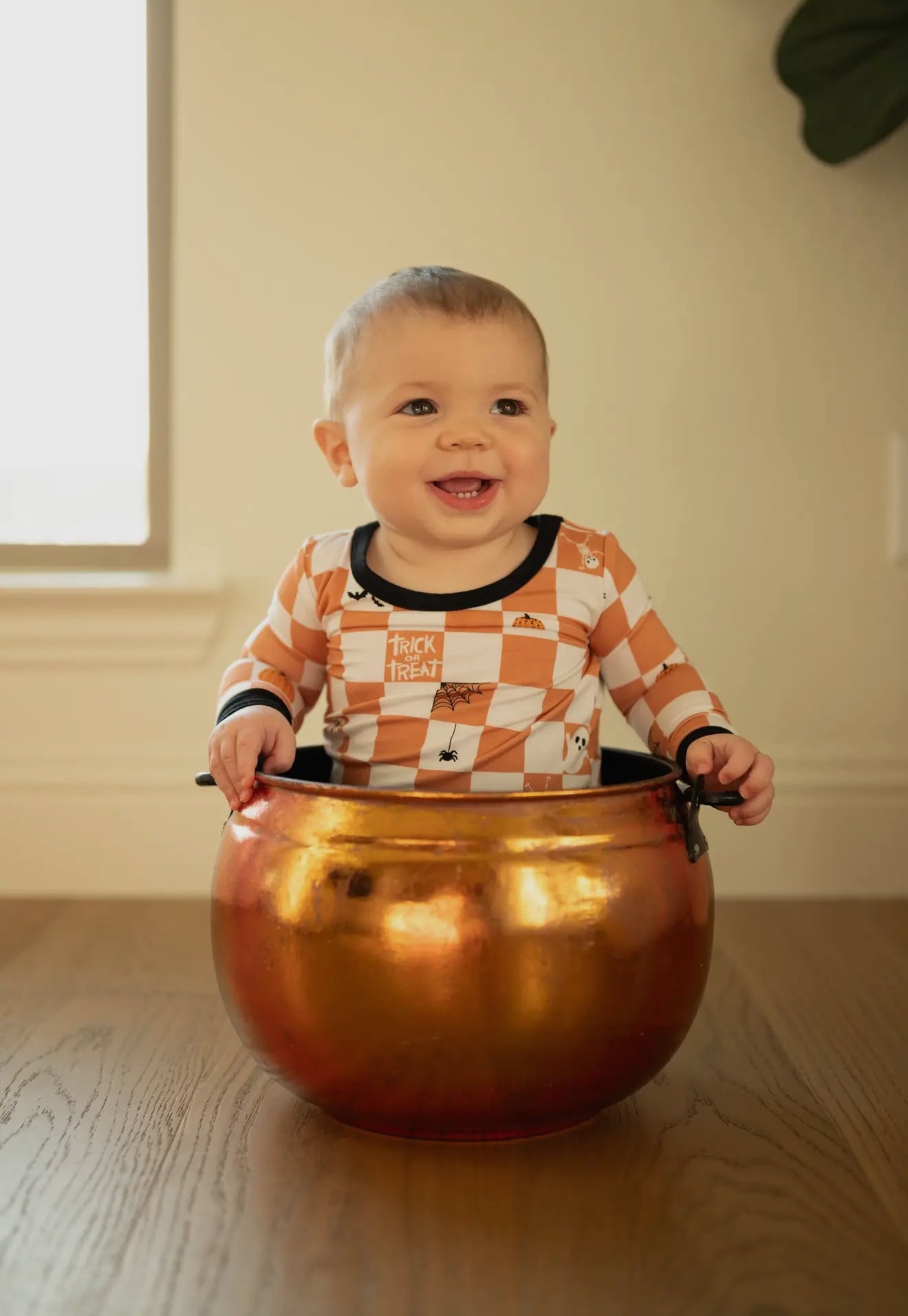 Check or treat two piece bamboo pajama