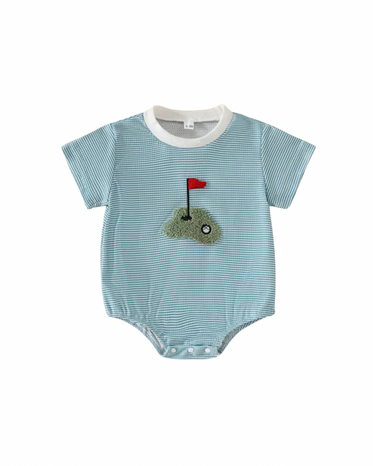 Hole in one patch knit romper