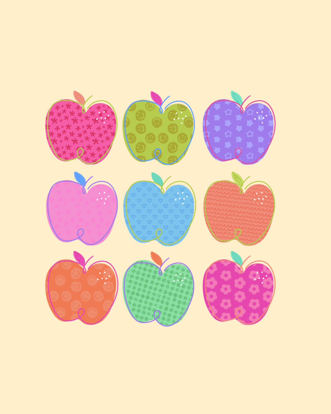Trendy apples school adult graphic