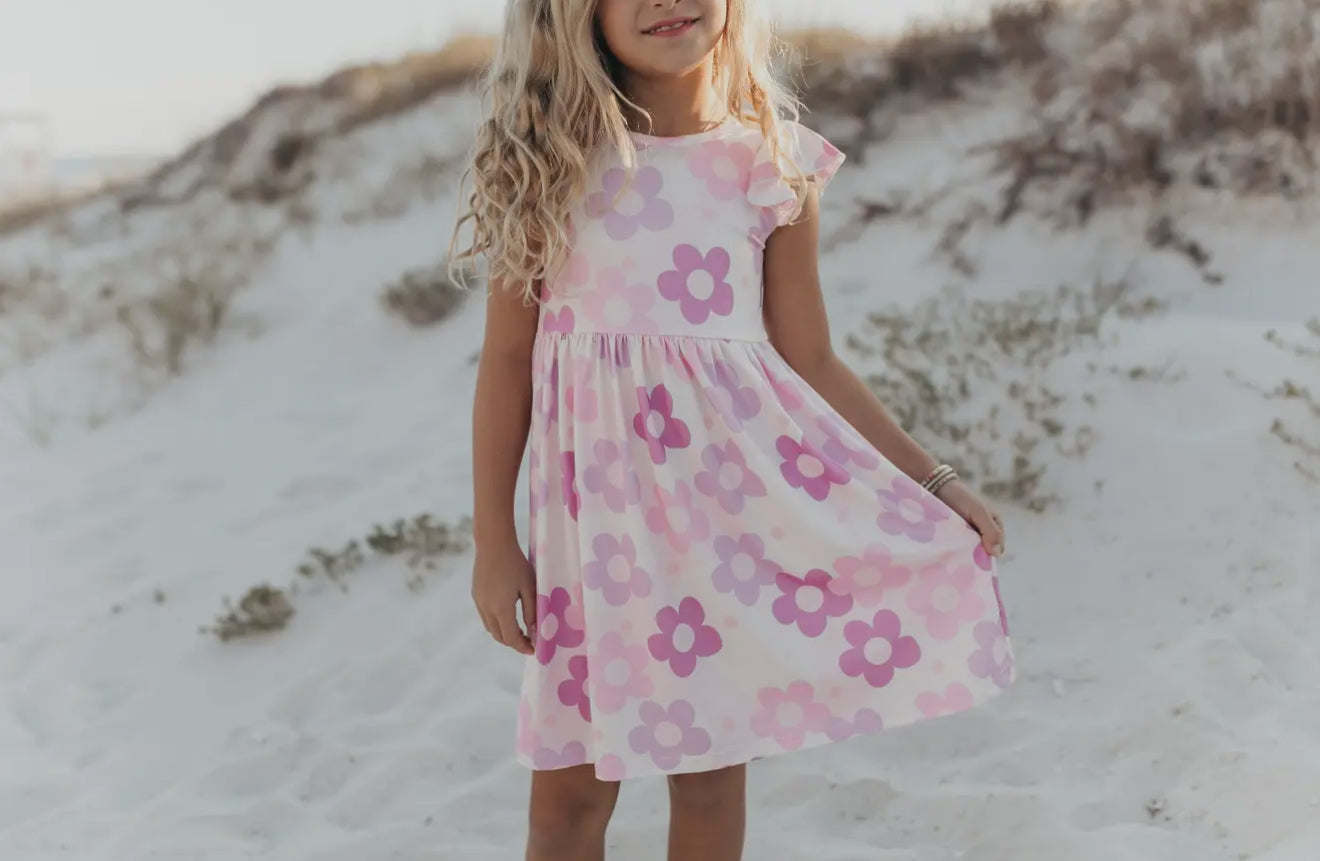 Retro flowers twirl dress