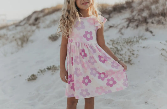 Retro flowers twirl dress