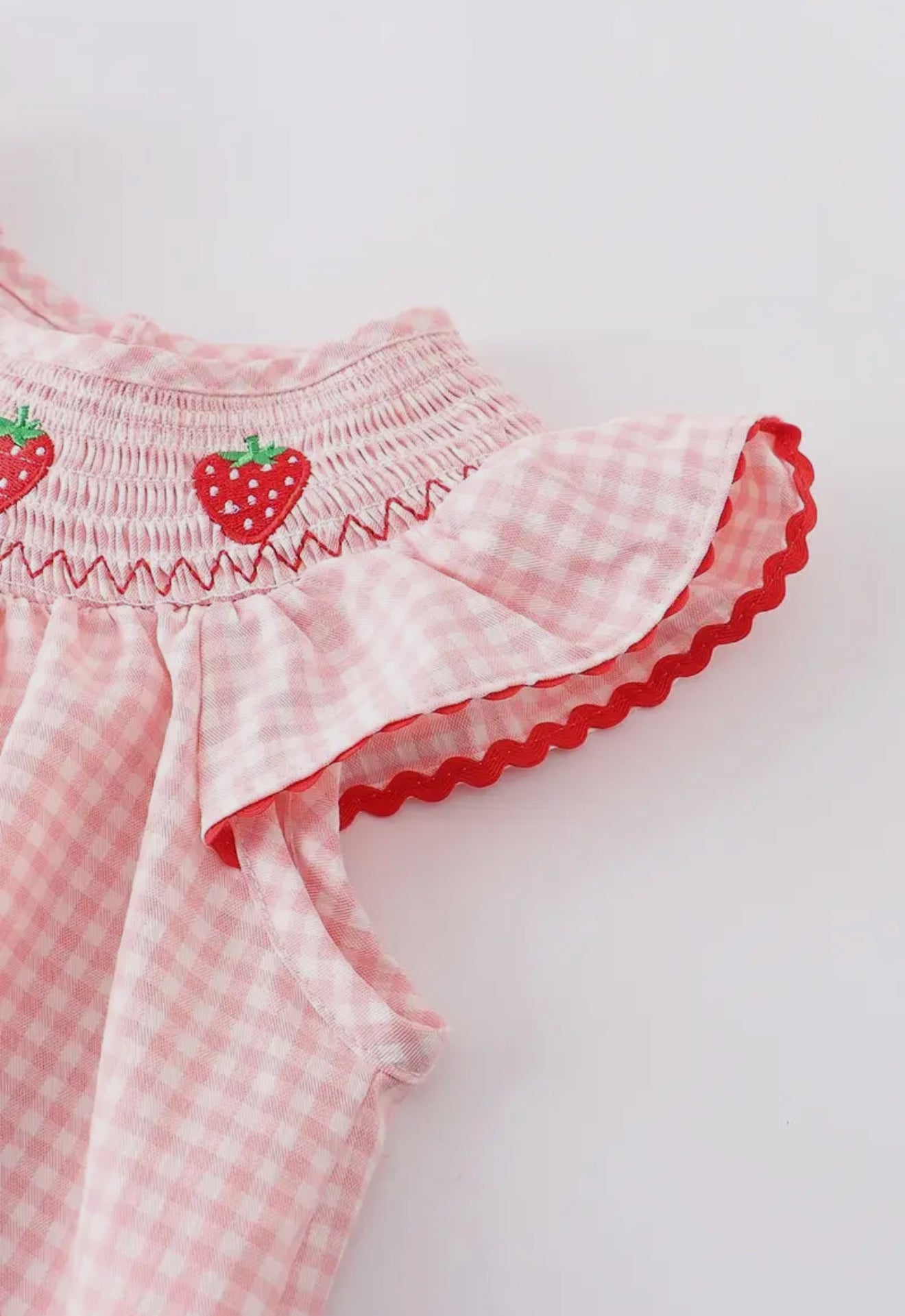 Strawberry smocked romper