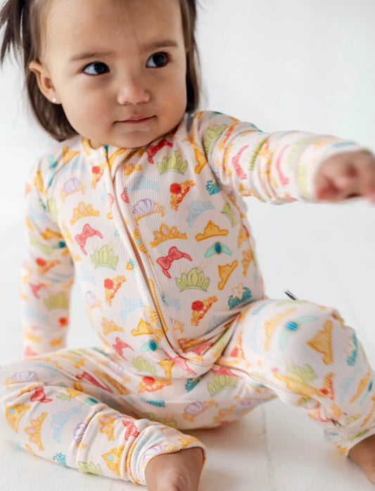 Princess crowns ribbed bamboo romper