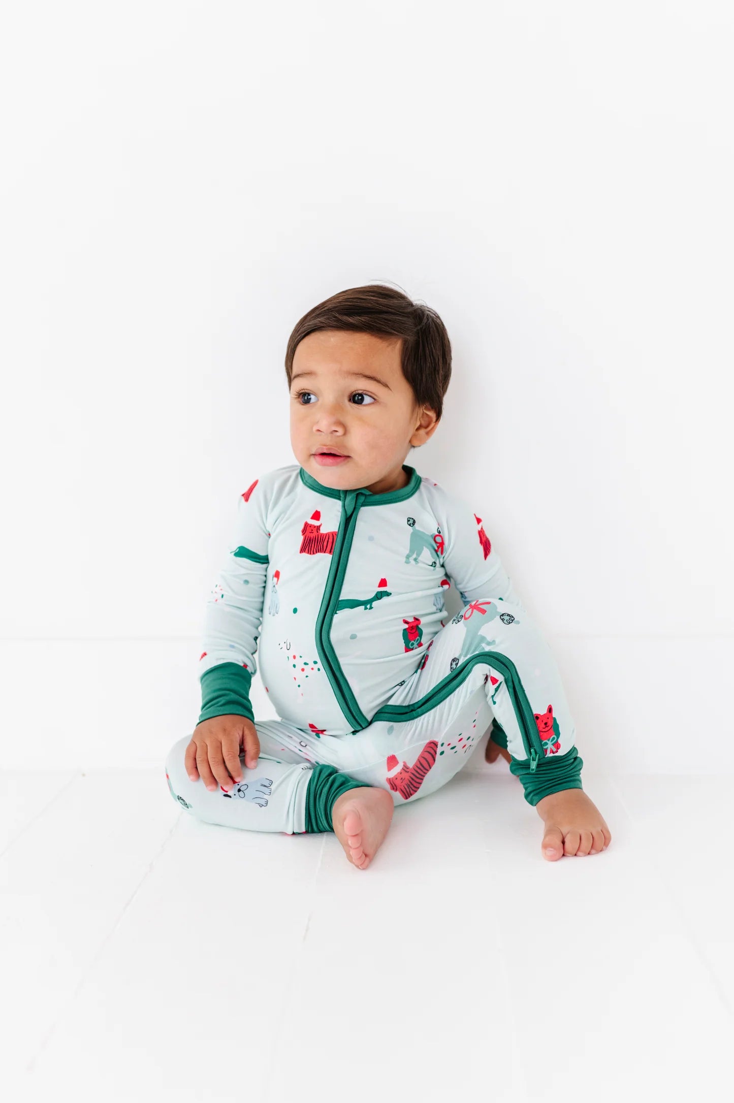 Deck the howls romper bamboo pajama