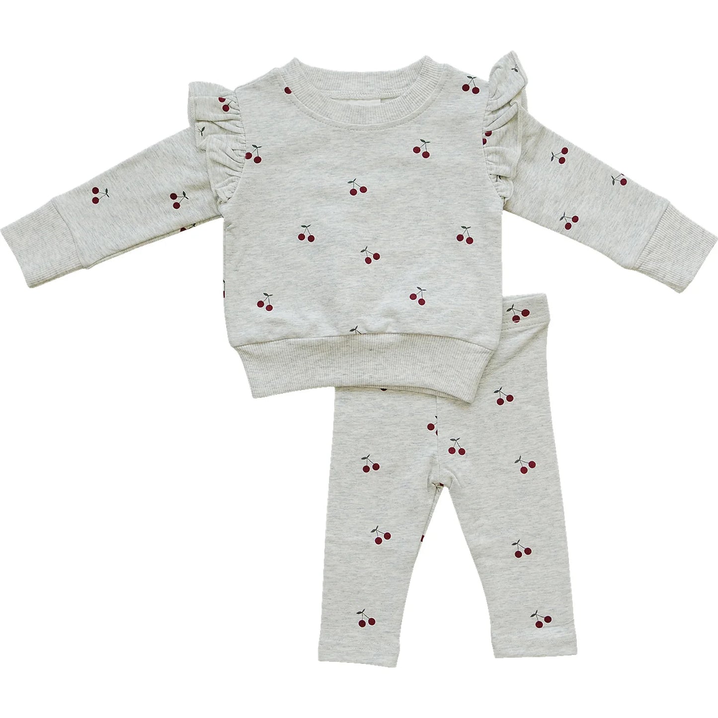 Cherry ruffle terry set