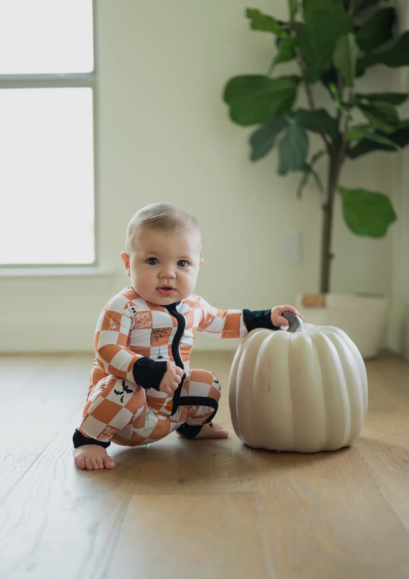 Check or treat bamboo romper pajama
