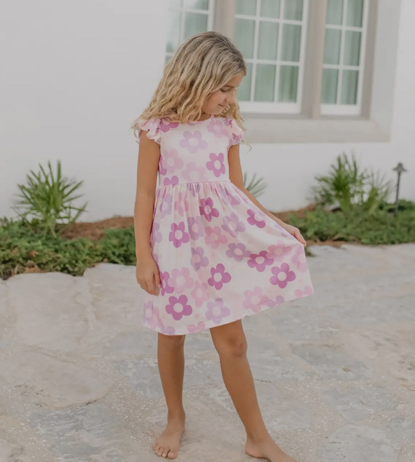 Retro flowers twirl dress