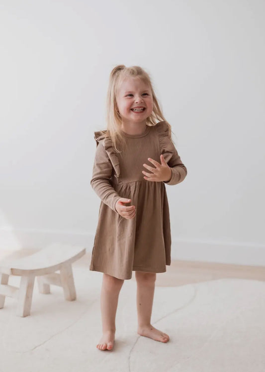 18/24m Cappuccino flutter dress