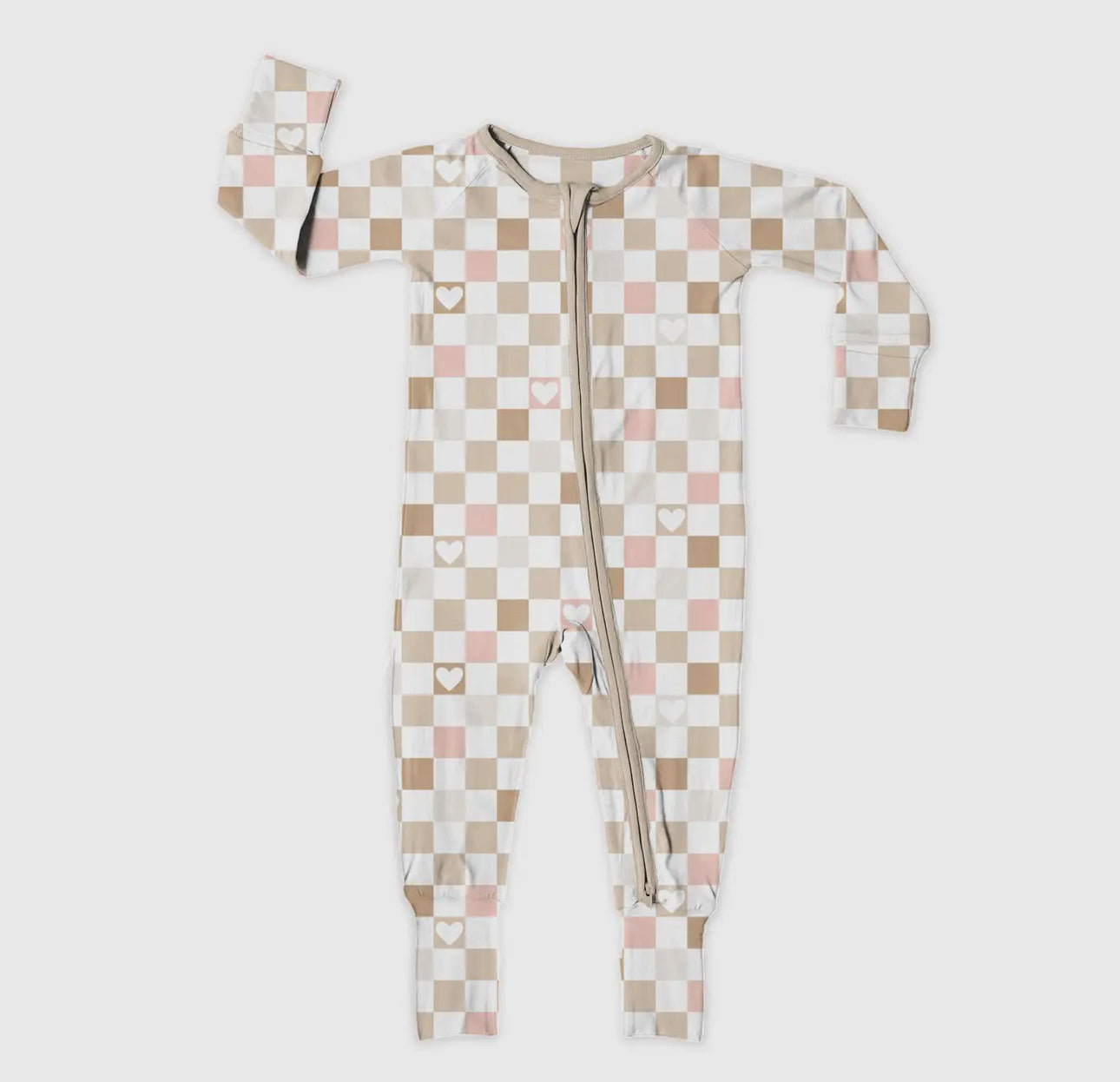 Love & checks bamboo romper