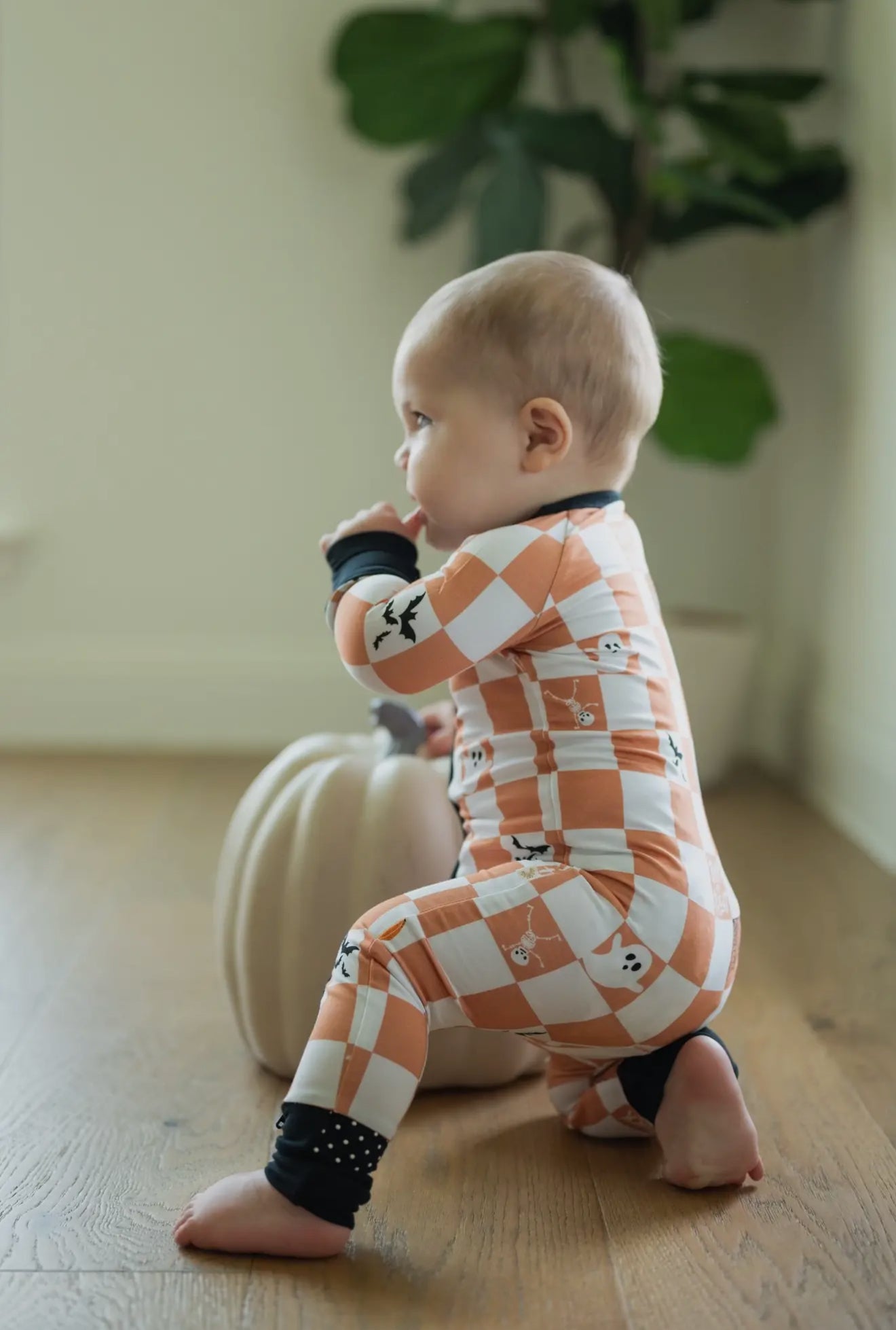 Check or treat bamboo romper pajama