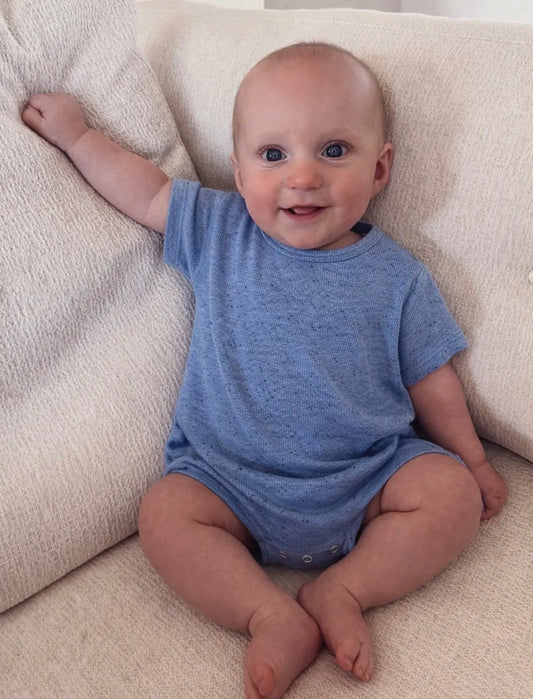 Blue speckled tshirt bubble romper