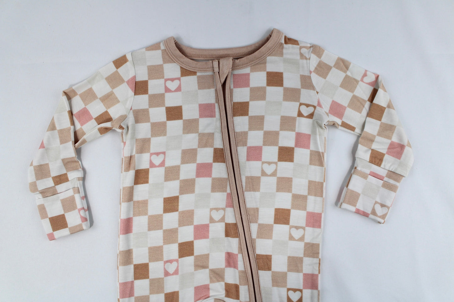 Love & checks bamboo romper