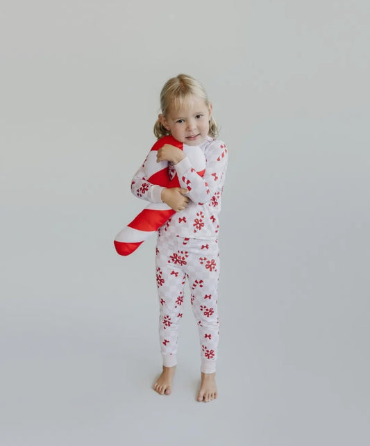 2T Candy cane bows two piece bamboo pajama