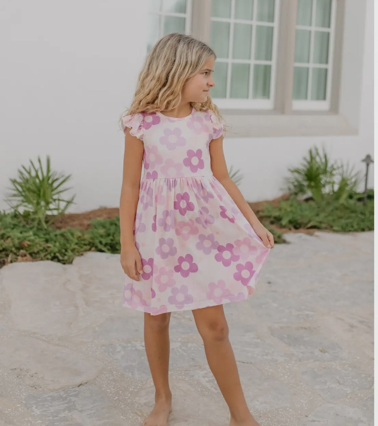 Retro flowers twirl dress