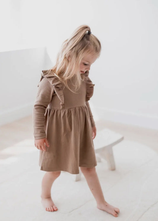 18/24m Cappuccino flutter dress
