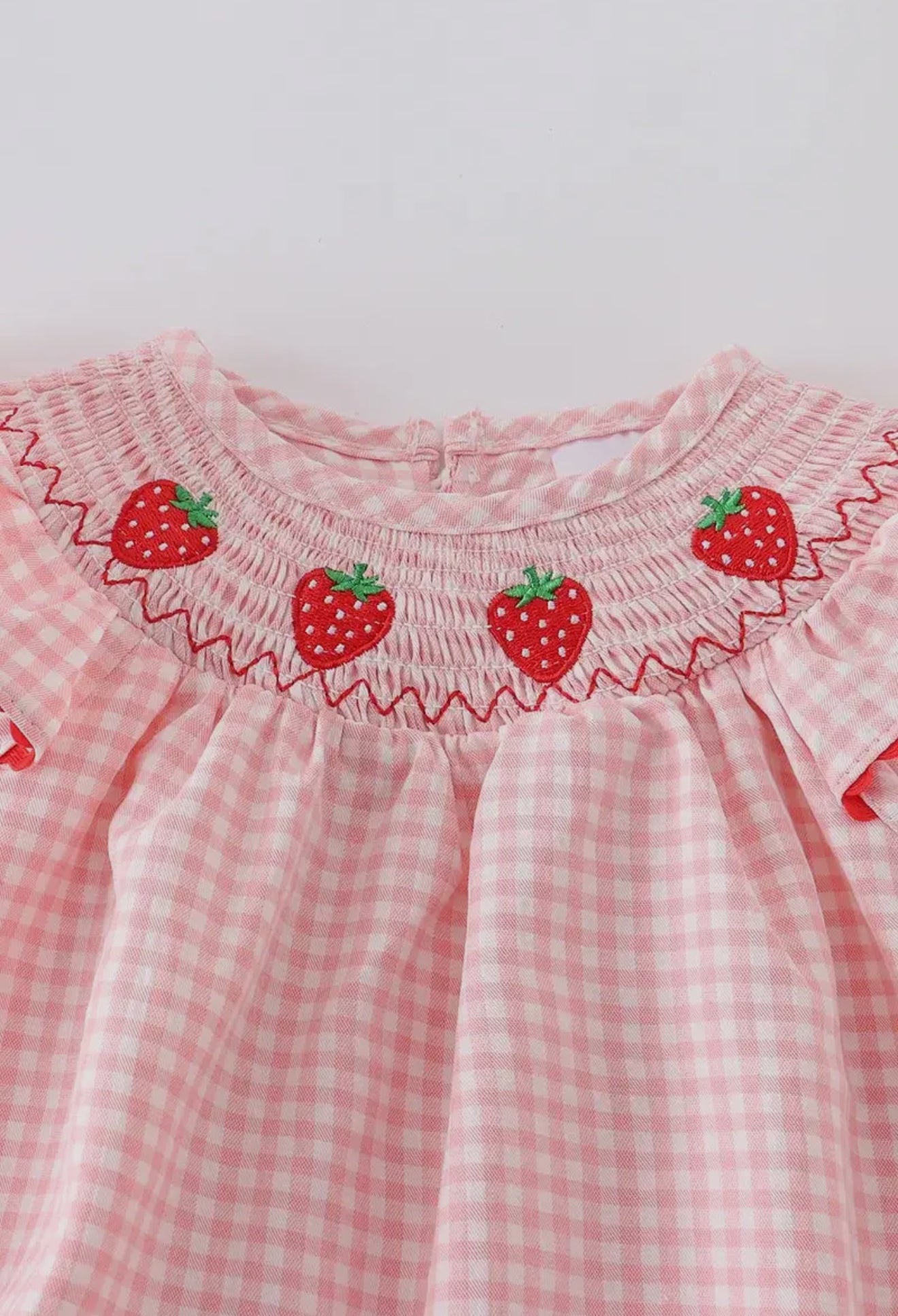 Strawberry smocked romper