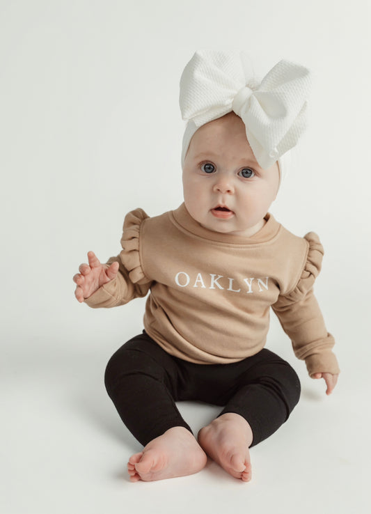Ruffled typewriter personalized crewneck