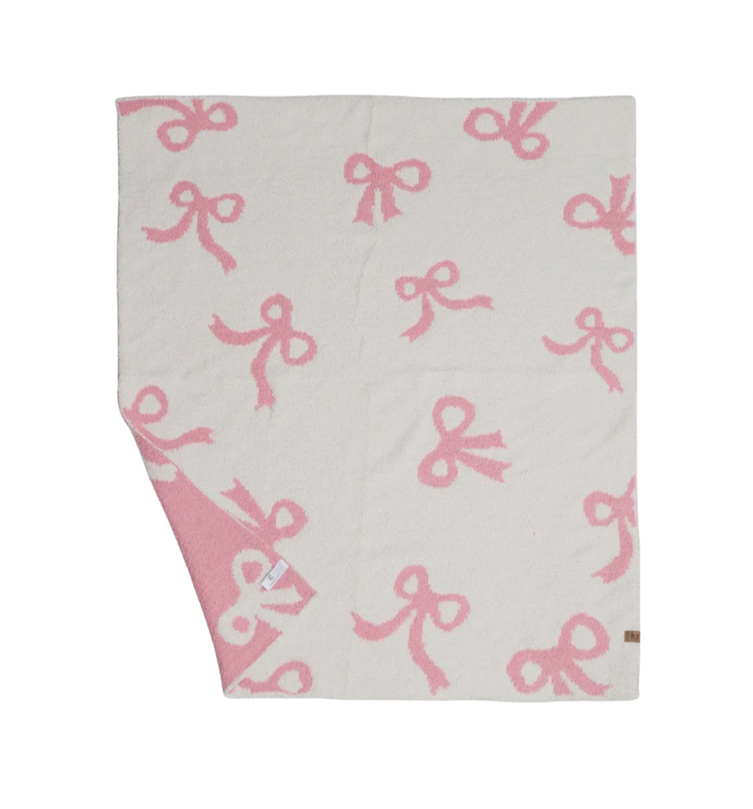 KIDS - Pink bow throw blanket