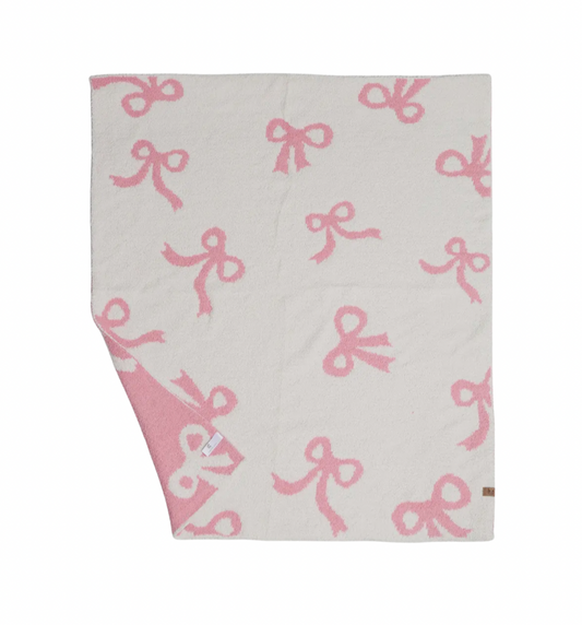 KIDS - Pink bow throw blanket