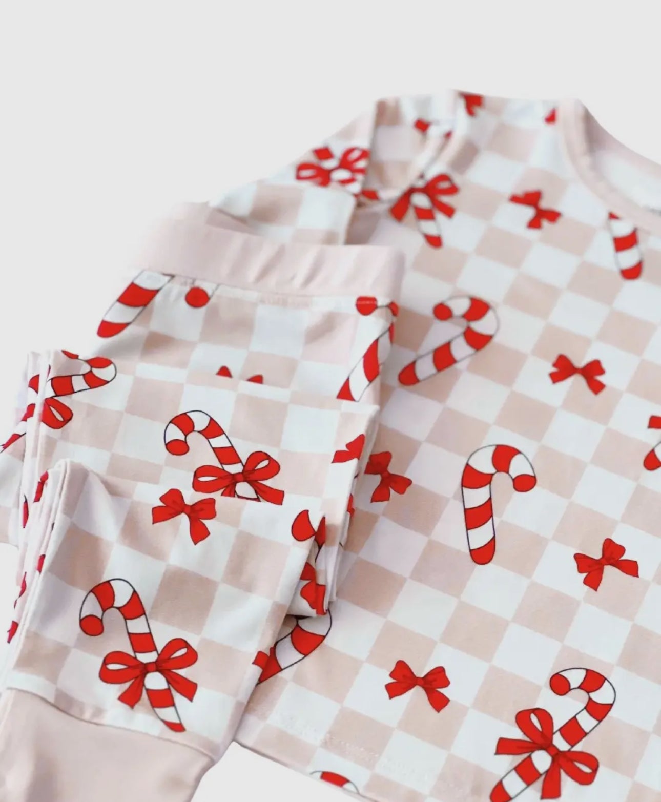 2T Candy cane bows two piece bamboo pajama