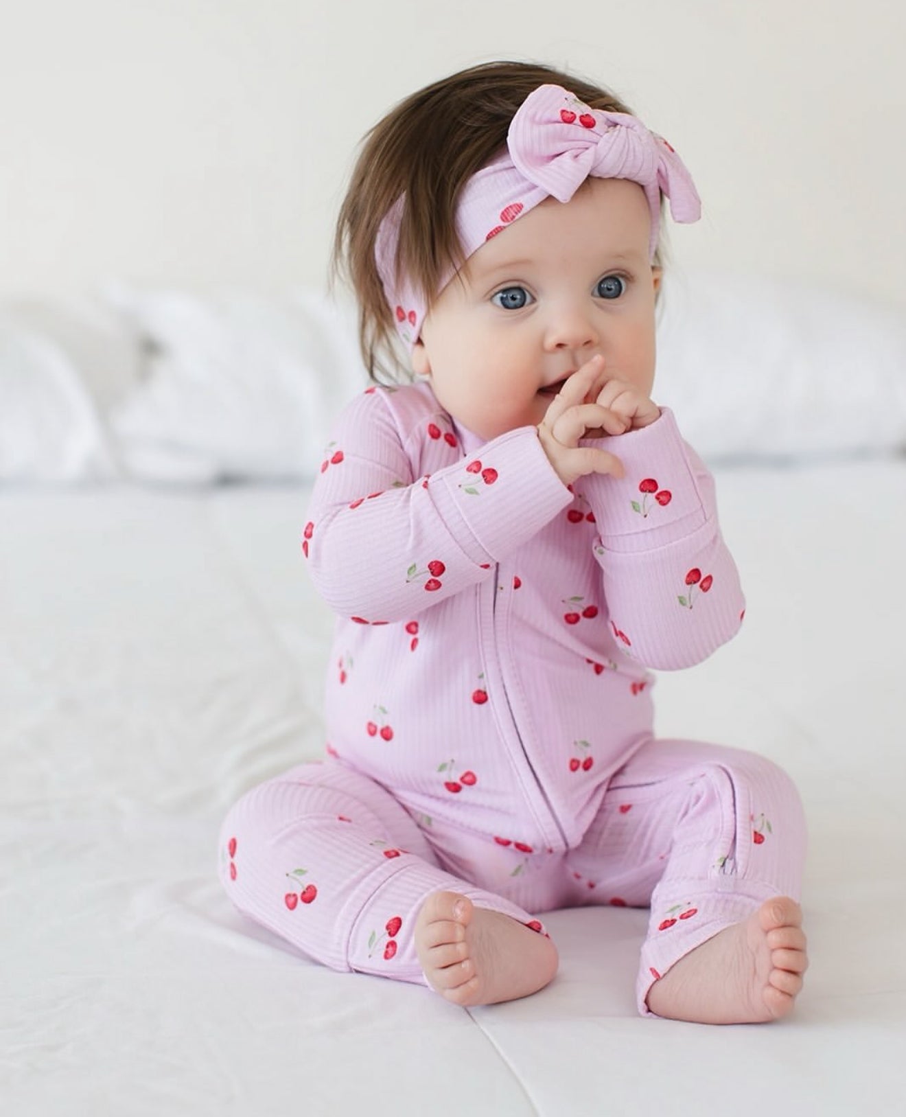 Wild cherry ribbed romper bamboo pajama
