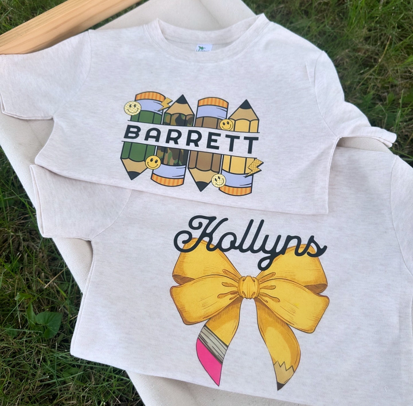 Personalized bow pencils graphic