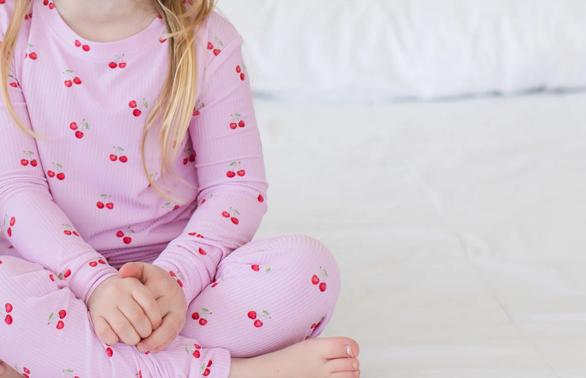 Wild cherry ribbed two piece bamboo pajama