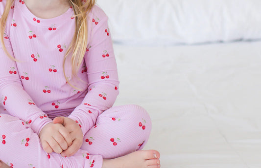 Wild cherry ribbed two piece bamboo pajama