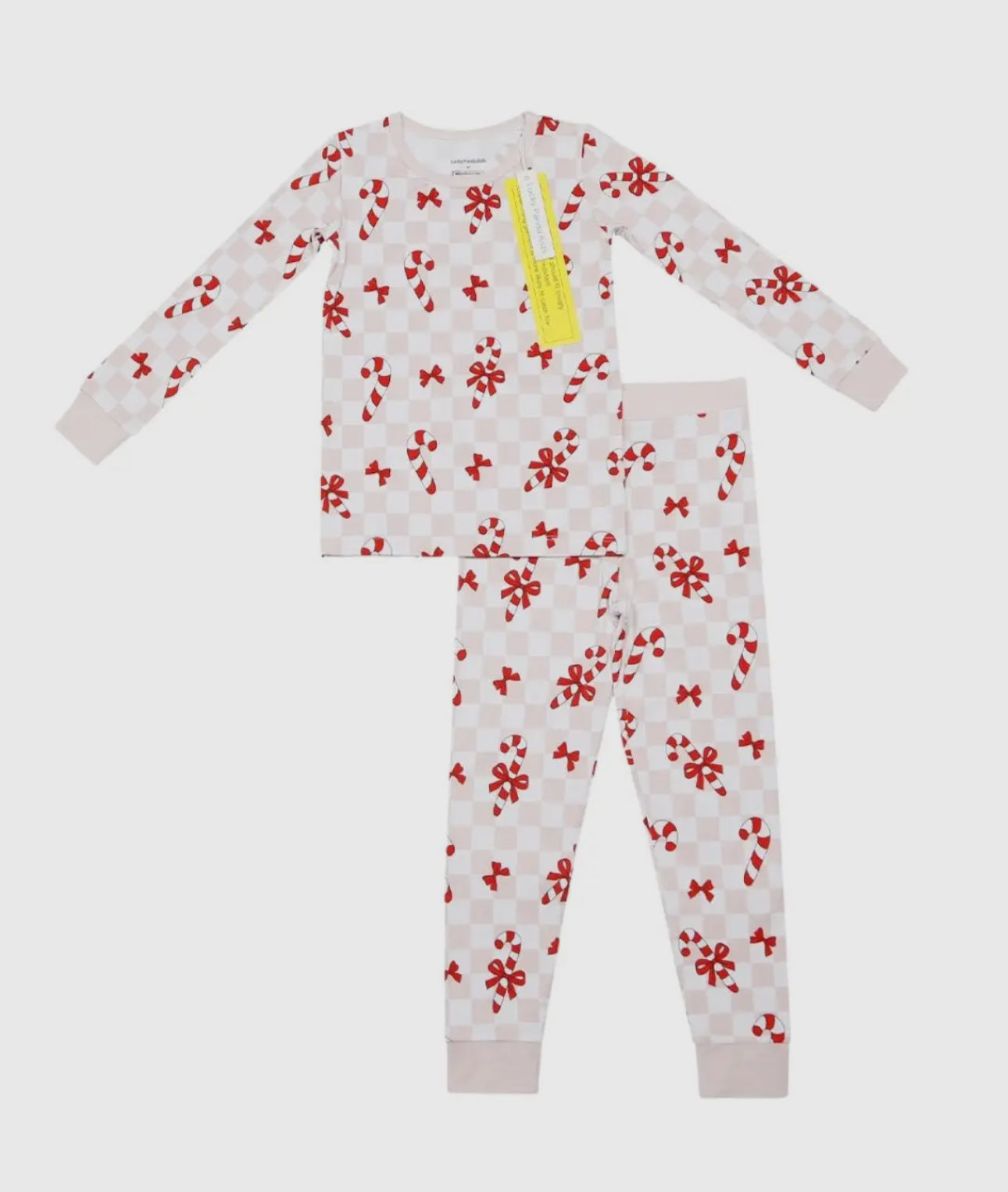 2T Candy cane bows two piece bamboo pajama