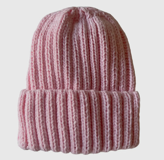 Chunky knit hat, pink sugar