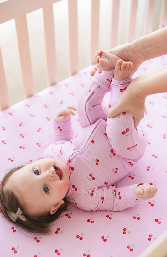 Wild cherry ribbed romper bamboo pajama
