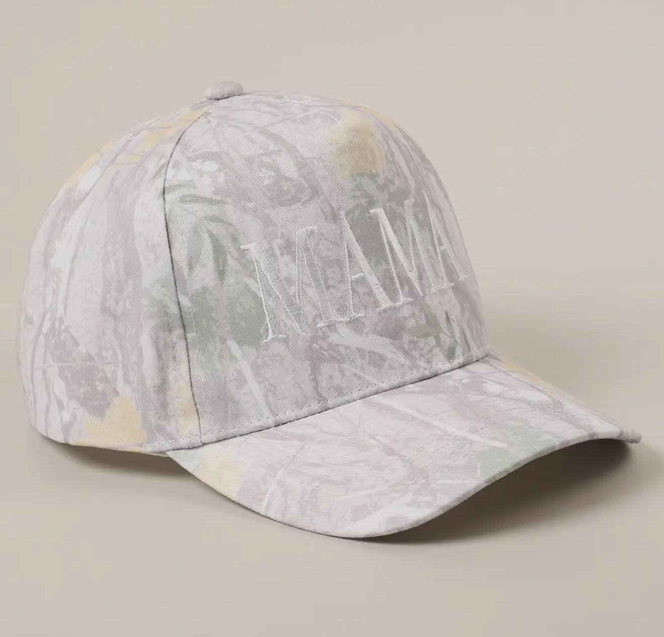 PRE ORDER - Beige camo MAMA embroidered hat