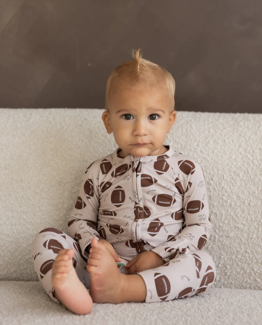 6-12m Touchdown bamboo romper pajama