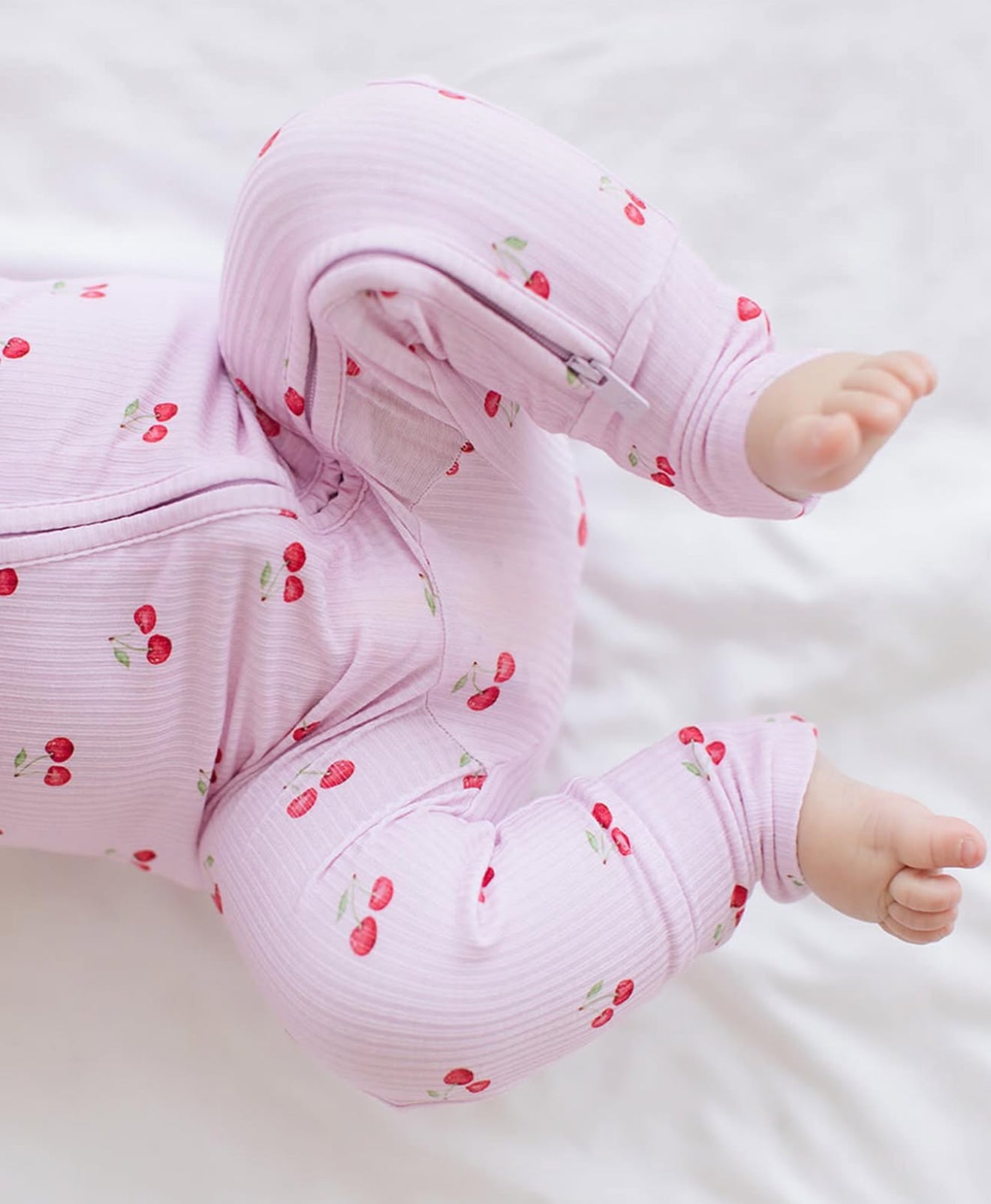 Wild cherry ribbed romper bamboo pajama