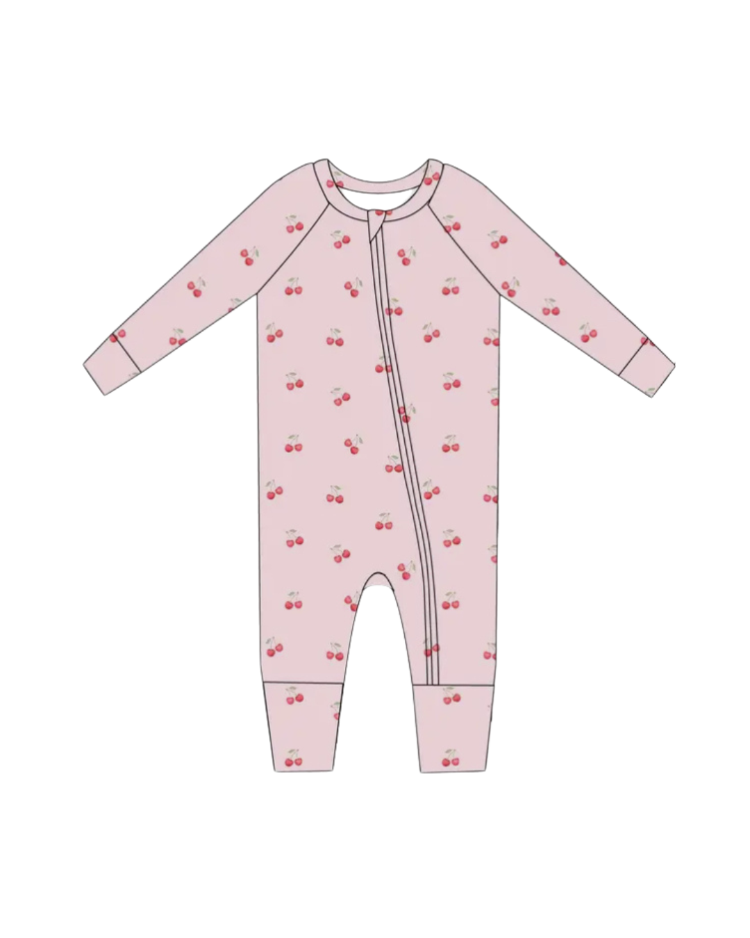 Wild cherry ribbed romper bamboo pajama