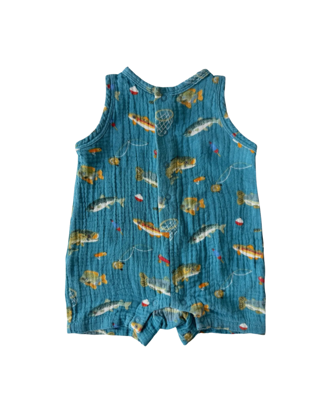 Gone fishing muslin romper