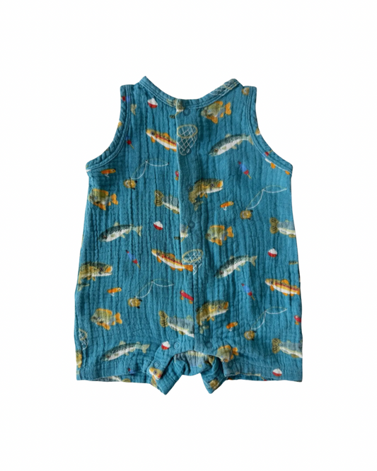 Gone fishing muslin romper