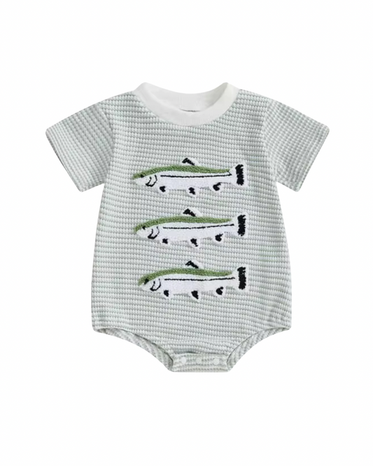 Here fishy fishy patch knit romper