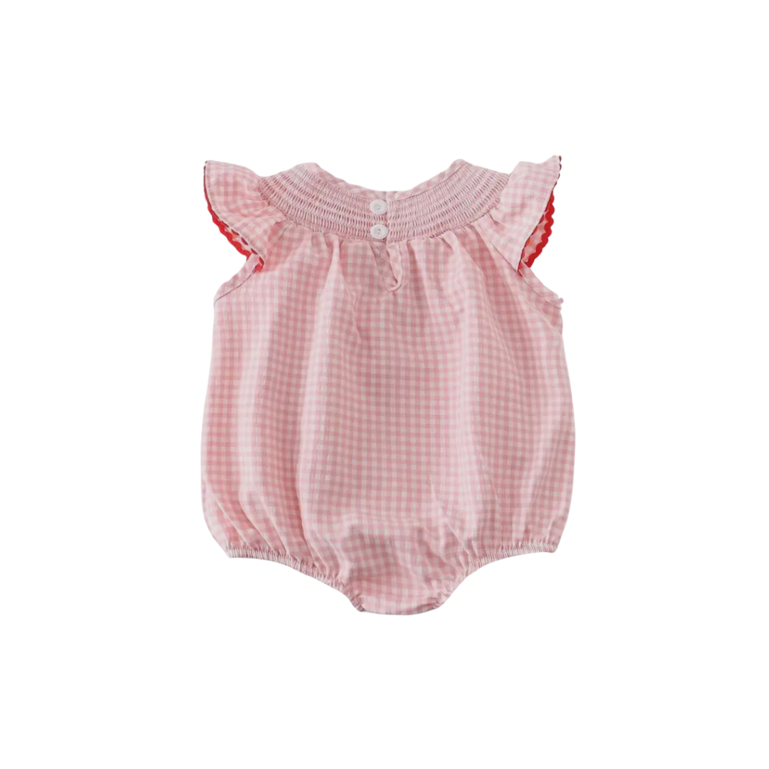 Strawberry smocked romper